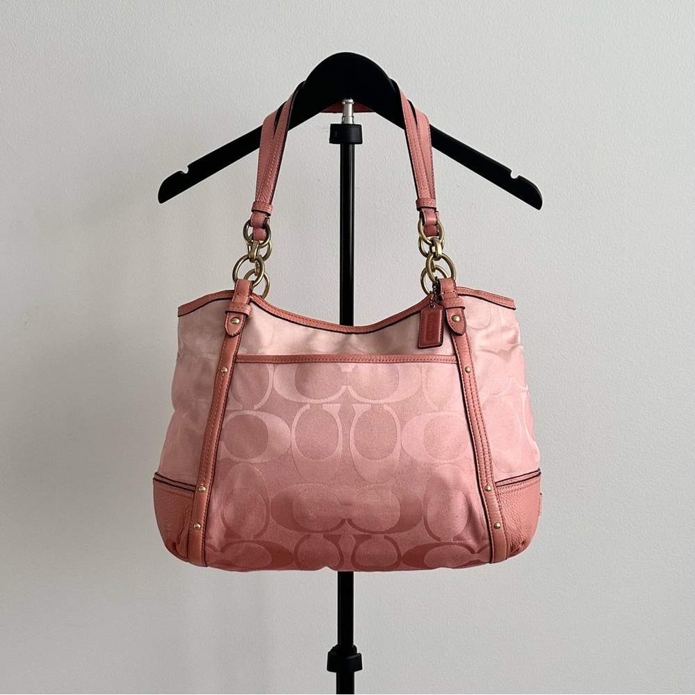 Vintage Y2K Coach Alexandra Light Pink Ombré Signature Sufflette Shoulder Bag